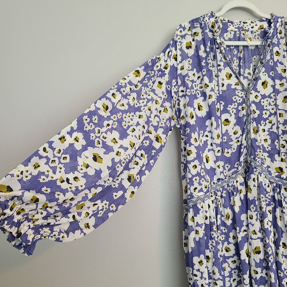 Free People Lavendar Love Letter Floral Flowy Hi-Lo Tunic Blouse - Picture 11 of 16